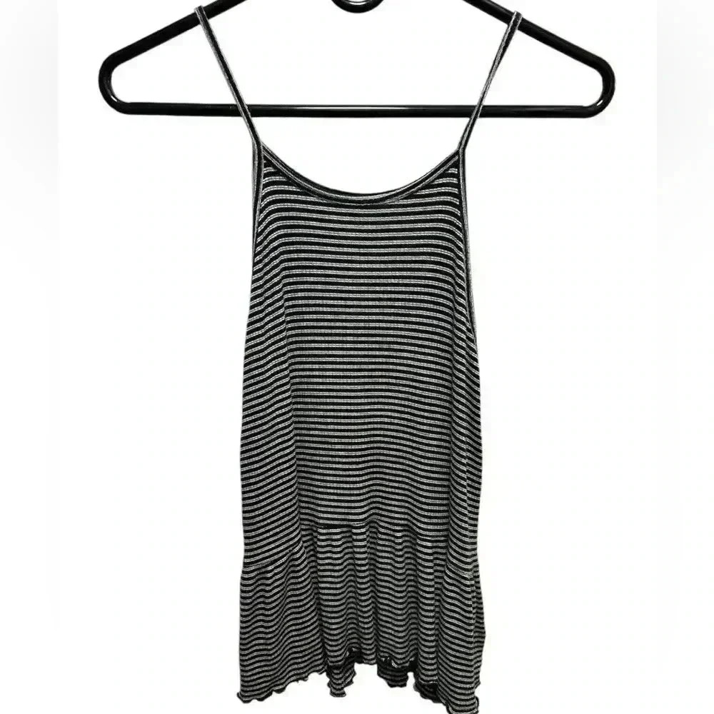 AMERICAN EAGLE BLACK AND WHITE STRIPED TANK TOP